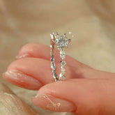 leaf vine engagement ring close up six prong 1ct lab diamond